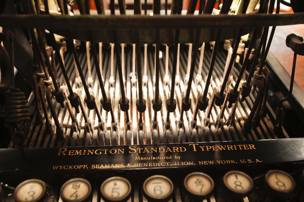 A Remington typewriter in the Gun Room.