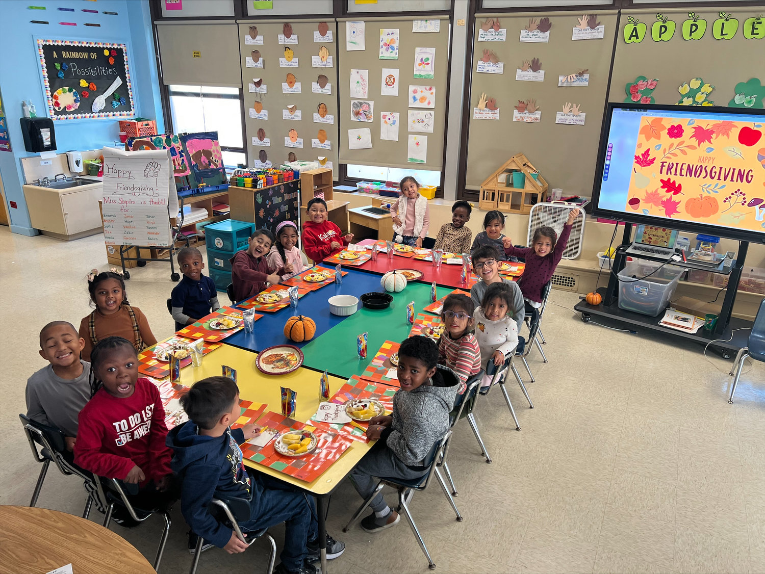 Robert W. Carbonaro Elementary School students enjoy a “Friendsgiving Feast.”